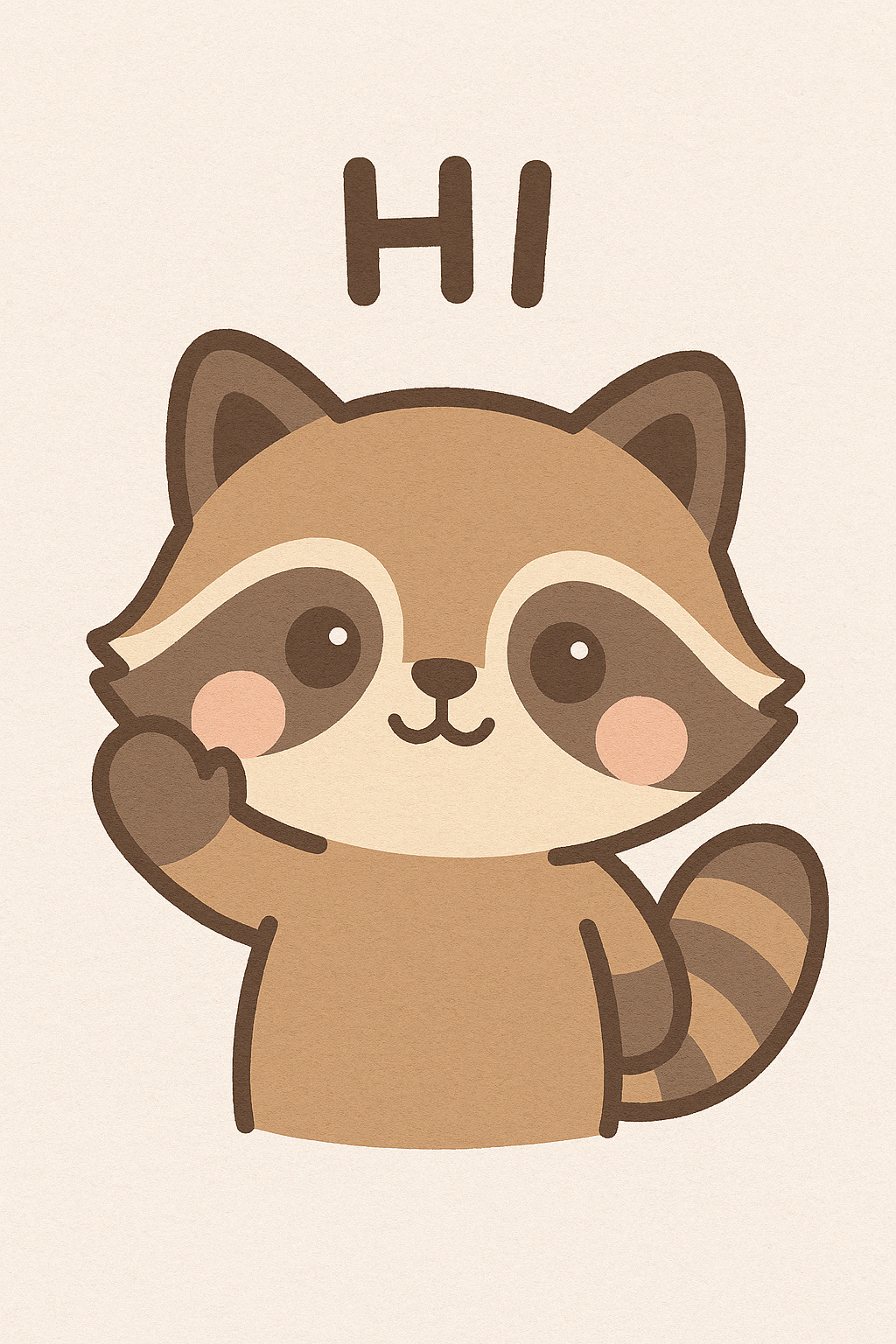Cute racoon waving and saying hi